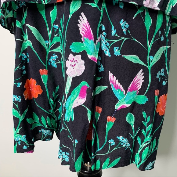 Kate Spade Women's Jardin Crepe Floral Hummingbird Romper Size 12 - Picture 11 of 15